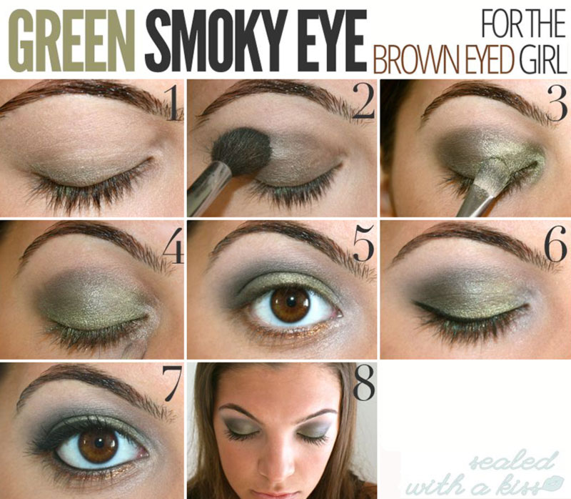 spring makeup green smoky eyes