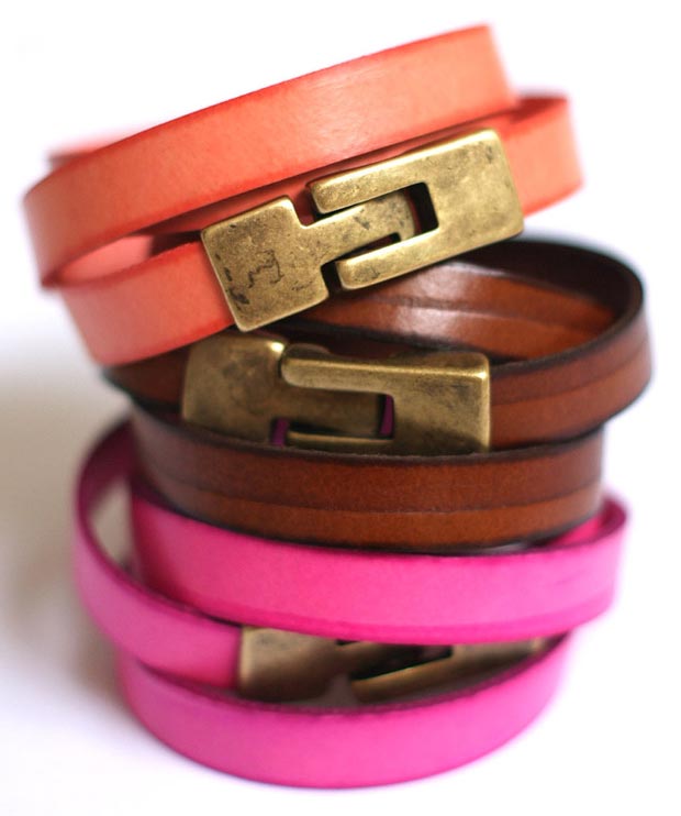 stackable colorful leather bracelets