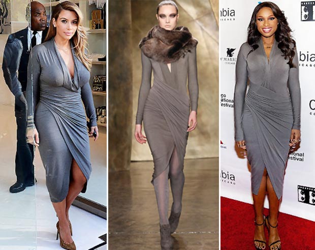 stars wearing the same dress Kim Kardashian Jennifer Hudson