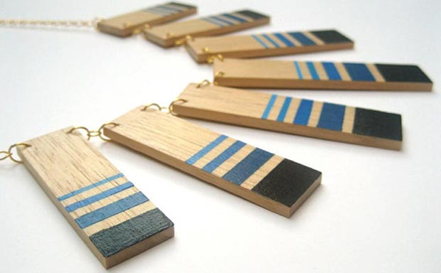 statement painted wood necklace