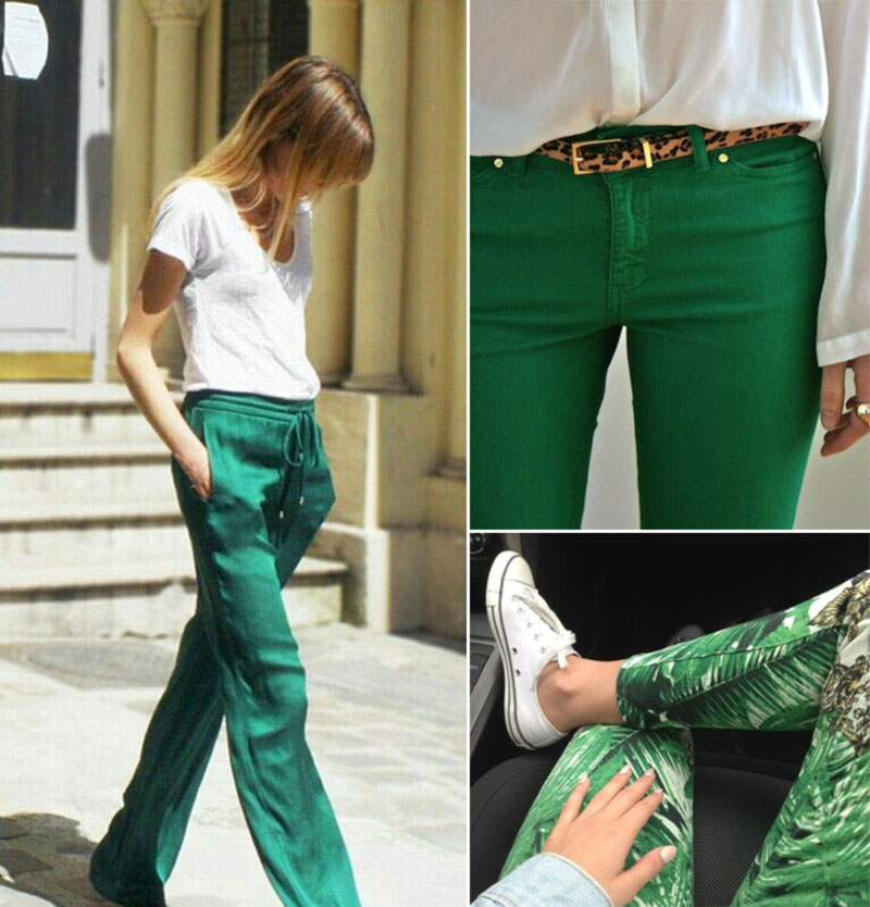 stylish way to wear green pants