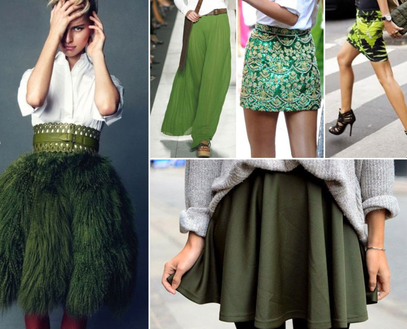 stylish ways to wear green skirts
