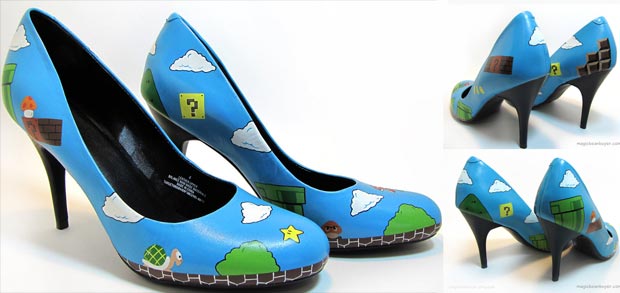 Super Mario high heels shoes handpainted