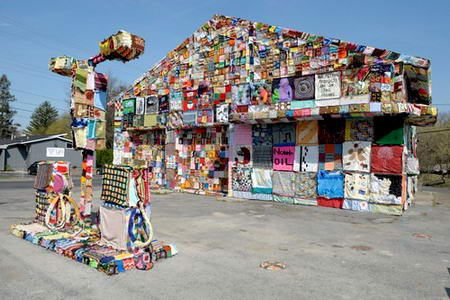 Syracuse Gas Station Covered in Fabric