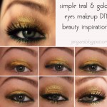 teal gold spring eyes makeup inspiration