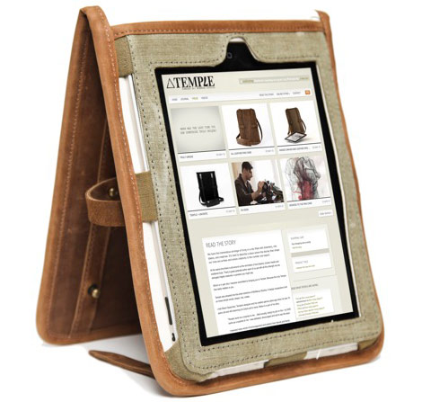 Temple leather iPad case with iPad
