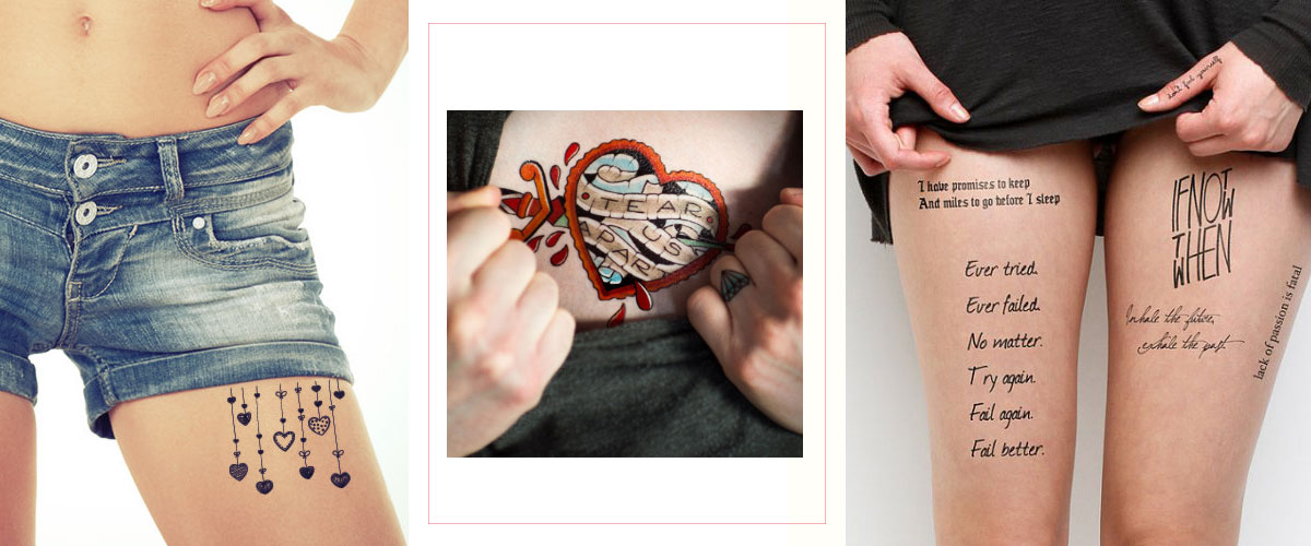 temporary tattoos love letters words hearts