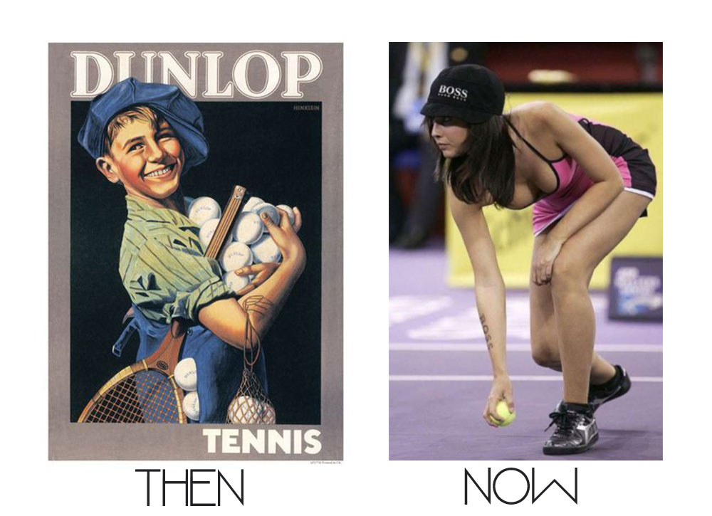 tennis ball girls boys then and now