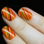 Thanksgiving nails diagonal stripes fall colors