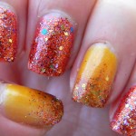 Thanksgiving nails orange yellow glitter