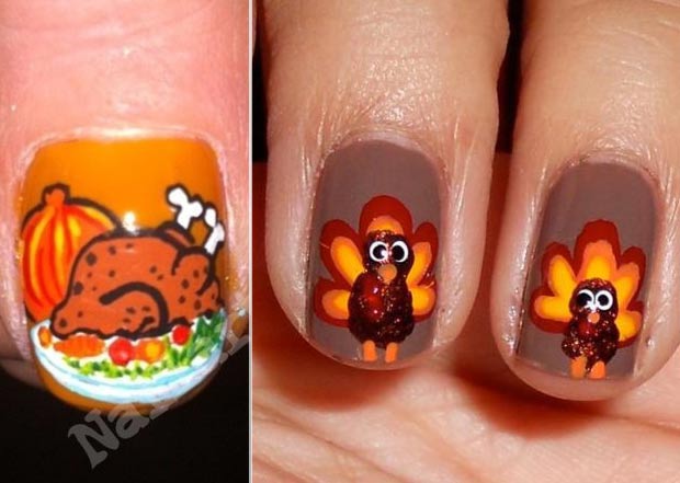 Thanksgivin nails Turkey thumbs