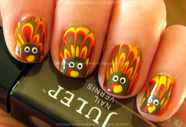 Thanksgiving nails Turkey