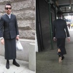 Thom Browne men skirt suit street