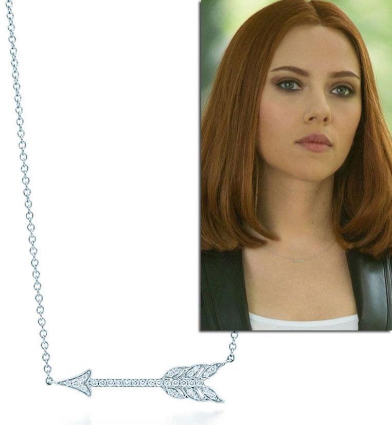 Tiffany Hearts Arrow pendant worn in Captain America by Natasha Romanoff