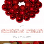 tutorial how to craft Christmas wreath red baubles