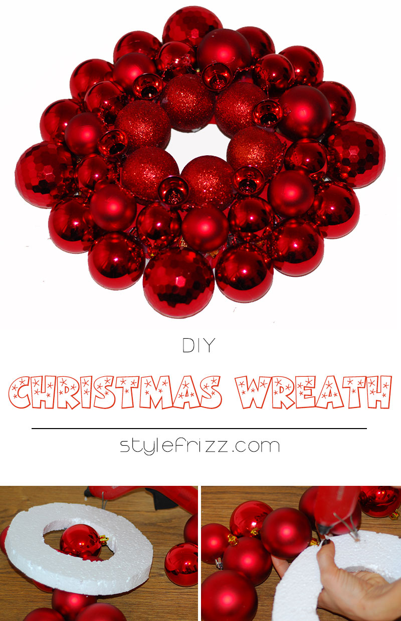 tutorial how to craft Christmas wreath red baubles