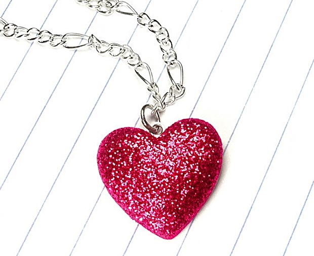 Valentine s day gifts ideas pink handmade glitter heart pendant