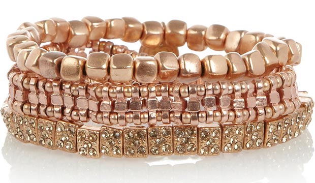 Valentine s day gifts ideas pink gold stacked bracelets