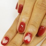 Valentines day red nails natural hearts