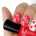 Valentines day red nails white red hearts