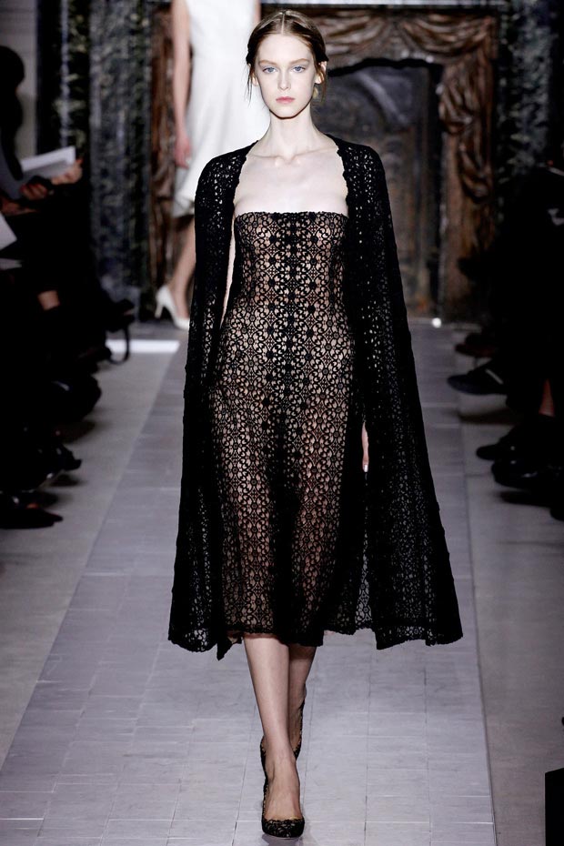 Valentino Spring 2013 Couture black lace dress and cape