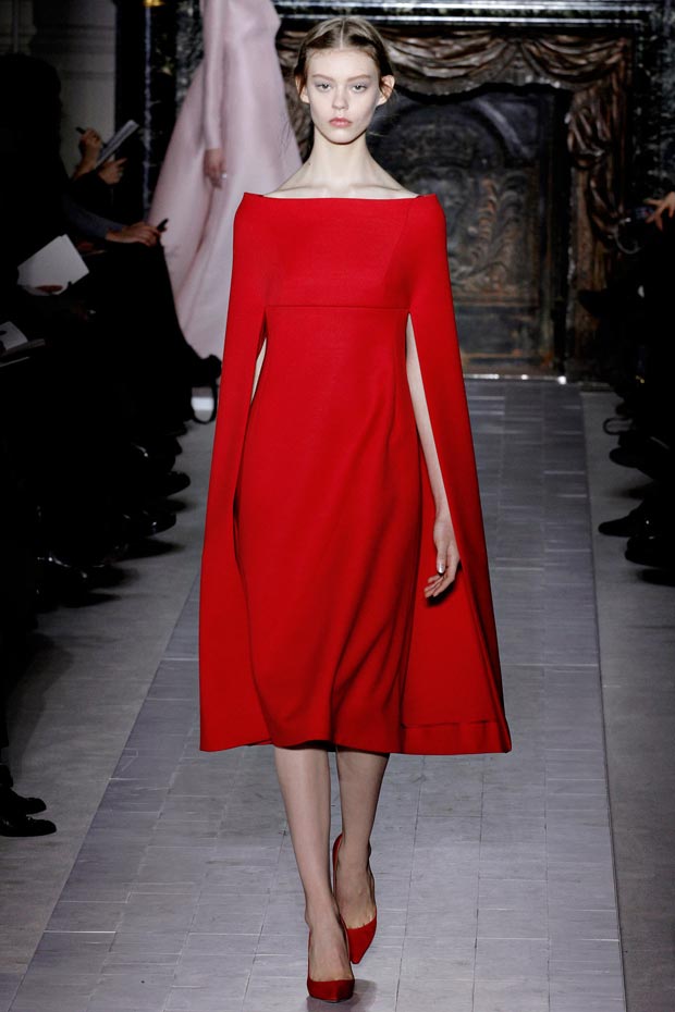 Valentino Spring 2013 Couture red cape dress