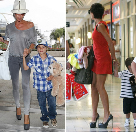 Victoria Beckham high heels with kids