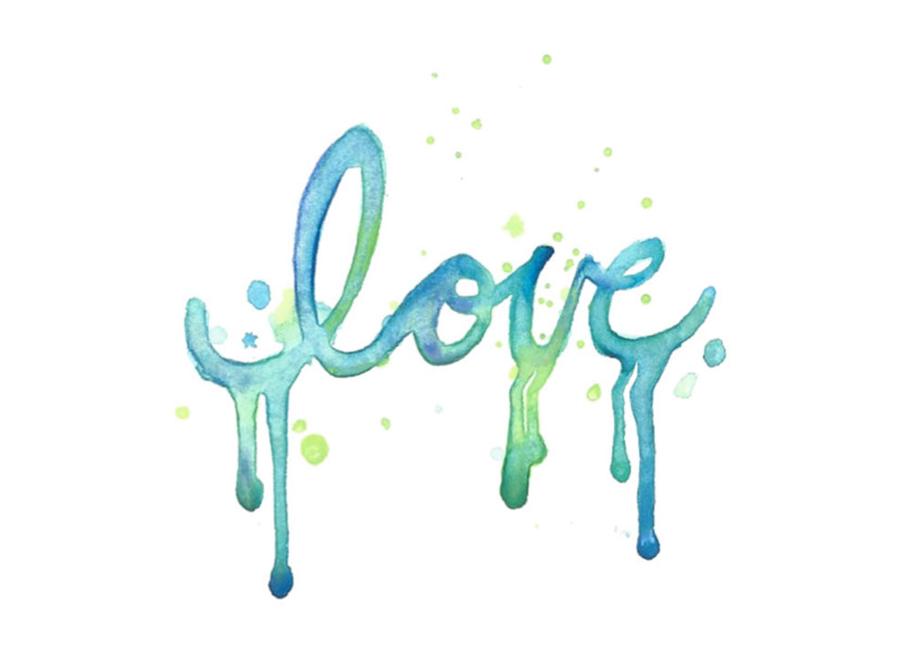 watercolor temporary tattoo love lettering