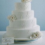 white matelasse wedding cake