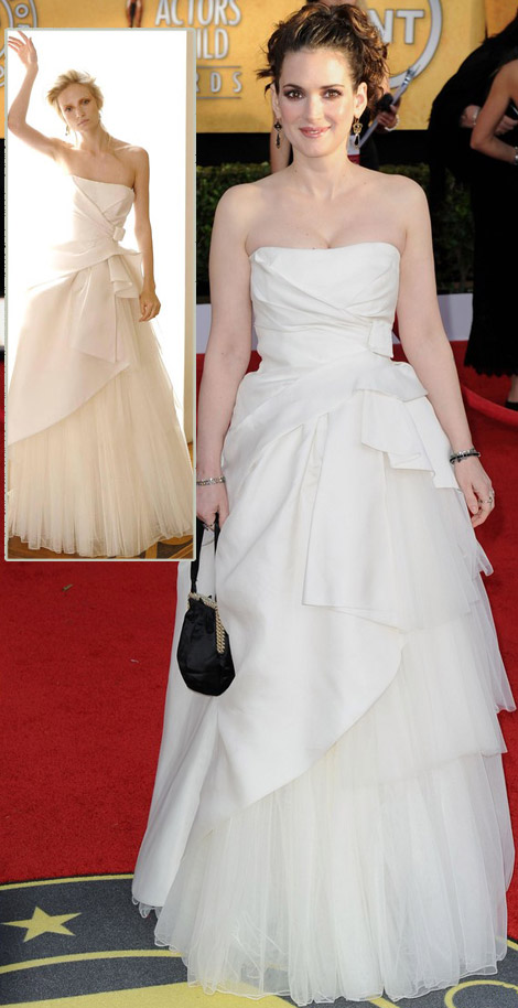 Winona Ryder white Alberta Ferretti dress 2011 SAG Awards