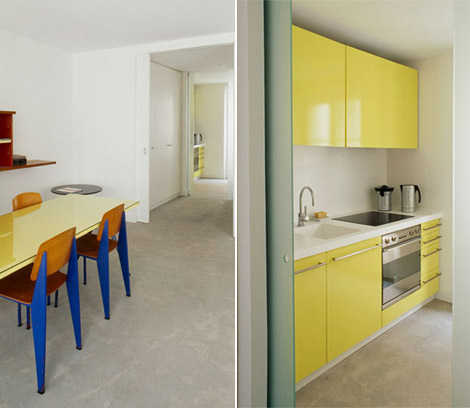 yellow glossy kitchen cabinets Azzedine Alaia 3 rooms hotel Paris
