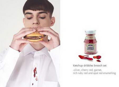 Yunju Lee jewelry ketchup stains brooches