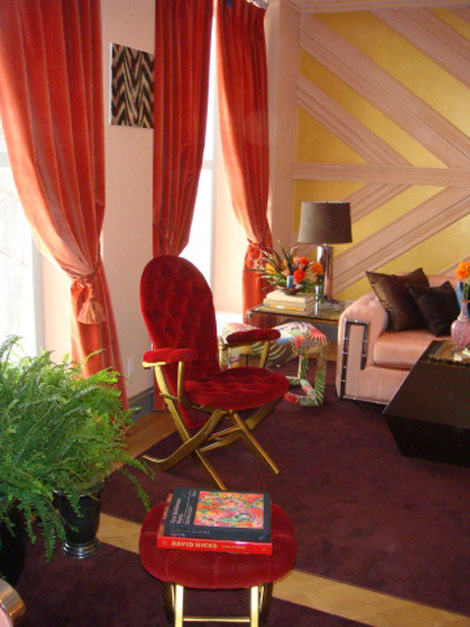 Zac Posen designed interior duplex NYC living room