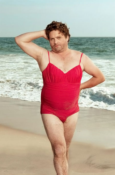 Zach Galifianakis Vanity Fair Swimsuit calendar red swimsuit