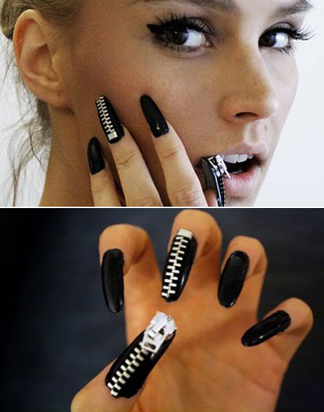 Latest Manicure Trend Black Zipper Nails