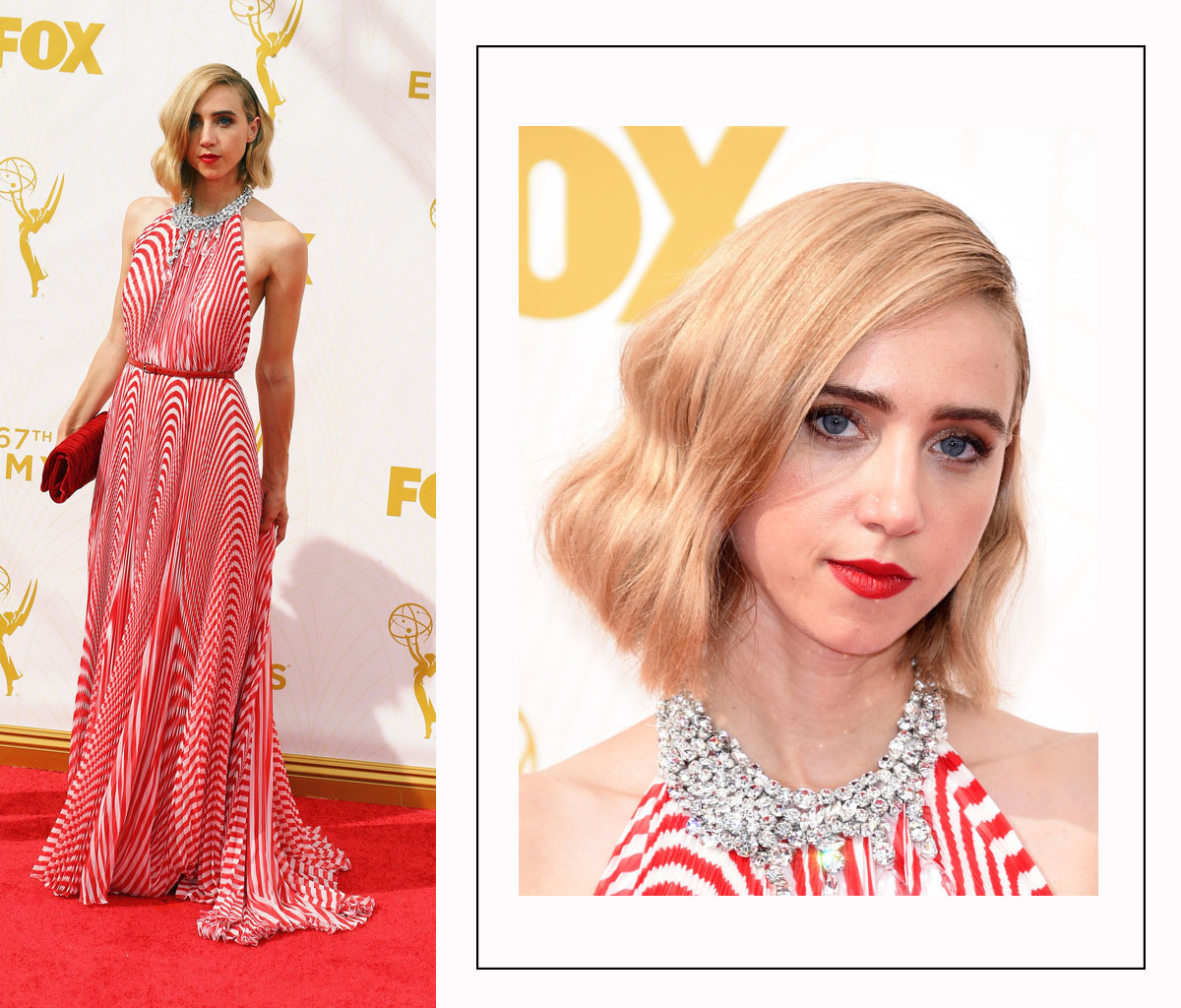Zoe Kazan 2015 Emmy Awards Red Carpet hairstyle