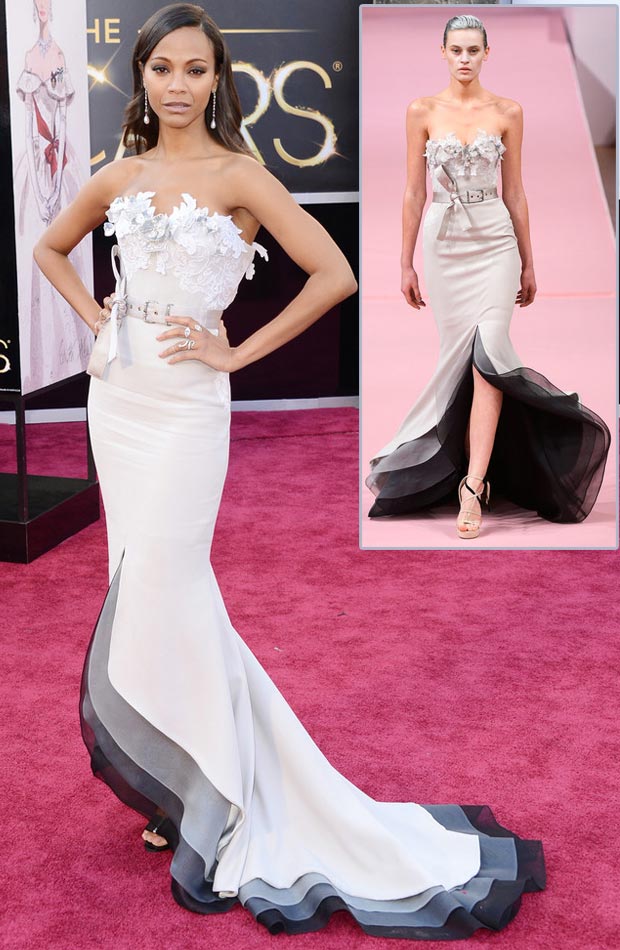 Zoe Saldana Alexis Mabille dress Oscars 2013 Red Carpet