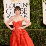 Zooey Deschanel red dress 2013 Golden Globes